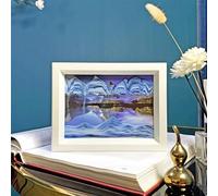 HAGJII Moving Sand Art Picture Liquid Motion, 3D Hourglass Sandscape Square Shape Flowing Frame for Relaxing Decor on Office Desk or Home Shelf(F)