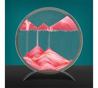 HAGJII Moving Sand Art Picture Liquid Motion Clear Glass, Quicksand Painting Crafts 3D Dynamic Sandscape Art for Home Office Desk, Birthday Gift Hourglass ornaments(Pink,25.5cm)