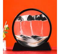 HAGJII Moving Sand Art Picture, Liquid Motion Deep Sea Sandscape Elegant Black Frame, Unique Desktop Decor for Office Home Living Room, Relaxing Gift Idea(Wood,BLACK_7IN)