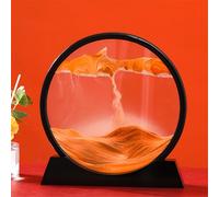 HAGJII Moving Sand Art Picture, Liquid Motion Deep Sea Sandscape Elegant Black Frame, Unique Desktop Decor for Office Home Living Room, Relaxing Gift Idea(Wood,YELLOW_12IN)