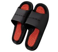 HAGJII Reflexology Sandals Plantar Fasciitis Arthritis Relief Acupressure Massage Arch Support Health Foot Massage Pain Relief & Muscle Relaxation Acupuncture Slippers(Black,7.5-8 UK)
