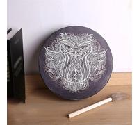 HAGJII Shaman Drum, Frame Drum Decoration Fashion Native American Drum Music Healing Hand Drum with Drum Stick Bodhran Drum for Meditation, Sleeping Aid(Owl)