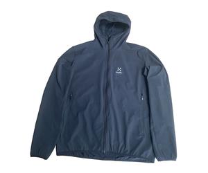 Haglöfs Natrix Softshell Hooded Jacket Mens Size L Black Hiking Coat Wind Resist