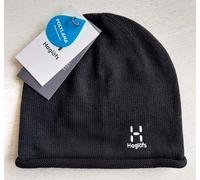 HAGLOFS of SWEDEN Black Roll Edge 30% WOOL BEANIE Hat Toque Warm ADULT ONE SIZE