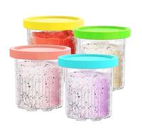 Hagmoo 4 Pack Pints Replacement Ice Cream Cup,Color-Coded Lids Leak-Proof Ice Cream Containers for Ninja Creami Breeze NC500/NC501 Sets