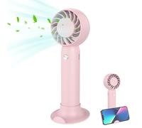 Hagmoo Handheld Fan, Portable Mini Fan 3 Speeds USB Electric Fan with 2600mAh Rechargeable Battery Desk Fan for Office/Outdoor/Sport/Home/Camping/Travel (Pink)