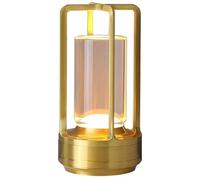 Hagmoo Klarako Crystal Lantern,Cordless Table Lamp,3 Color Stepless Dimming Touch, Rechargeable Portable LED Desk Lamp for Bedroom Restaurant Home Outdoor (Gold)