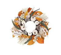 Hagmoo Maple Leaf Pumpkin Wreath,Artificial Maple Wreath, Autumn Wreath, Maple Leaf Door Wreath Decoration,with Pumpkin Berries Pine Cone Maple (45 * 45 * 8CM)