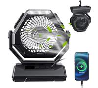 Hagmoo Portable Outdoor Fan,Multipurpose Outdoor Hanging Fan, Rechargeable and Durable Camping Fan with Adjustable Angles for Ultimate Ventilation on the Go (Black Shake Head Style)