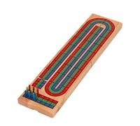 Hagmoo Traditional Wooden Cribbage Board Game, 3-Track Scoring Lanes, Colourful Family Game Set with Pegs