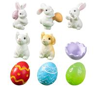 HAGNA 9 Pieces Easter Bunny Mini Ornament Rabbit Miniatures, for Easter Fairytale Micro Ornament Landscape for Birthday Parties Figurines Cupcake Decorations (B)