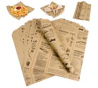 HAGOT 100 PCS Baking Paper Sheets, Wrapping Oil Proof Papers, Retro Newspaper Printing Style Food Wrapping Papers, Suitable for Burger Bread Sandwich Fries (30x20cm)
