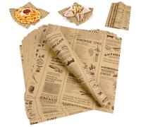 HAGOT 100PCS Baking Paper Sheets, Wrapping Oil Proof Papers, Retro Newspaper Printing Style Food Wrapping Papers, Suitable for Burger Bread Sandwich Fries (25x25cm)