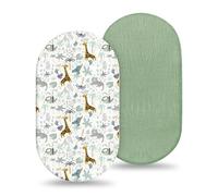 HAGOT 2 Pack Baby Cot Sheets, Ultra Soft & Breathable Microfiber Moses Basket Sheets for Boys and Girls, Crib Baby Bassinet Sheets Fit for Oval Rectangle Matress (82x41cm)