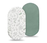 HAGOT 2 Pack Baby Cot Sheets, Ultra Soft & Breathable Microfiber Moses Basket Sheets for Boys and Girls, Crib Baby Bassinet Sheets Fit for Oval Rectangle Matress (82x41cm)