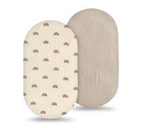 HAGOT 2 Pack Baby Cot Sheets, Ultra Soft & Breathable Microfiber Moses Basket Sheets for Boys and Girls, Crib Baby Bassinet Sheets Fit for Oval Rectangle Matress (82x41cm)