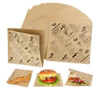 HAGOT 200 Pieces Thick Burger Paper, Food Wrapping Paper, Suitable for Hamburgers, Sandwich, Snacks, French Fries Waterproof and Oil-Proof Food Bags (15 x 15 cm)