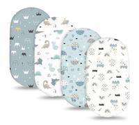 HAGOT 4 Pack Baby Cot Sheets, Ultra Soft & Breathable Microfiber Moses Basket Sheets for Boys and Girls, Crib Baby Bassinet Sheets Fit for Oval Rectangle Matress (82x41cm)