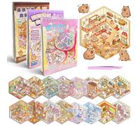 HAGOT 60 Sets DIY 3D Sticker Scene Book for Adults, House Stickers | with Stickers, Miniature Rooms, Tweezers Scene Book, Scenes Creative DIY Sticker Therapy Kit for Relief Stress Pass The Time