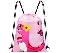 HAGOT Drawstring Bags for Kids, Waterproof Gym PE Bag with Zippered Pocket, String Backpack for Beach Swimming Pool School