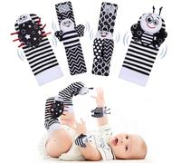 HAGOT Foot Finders & Wrist Rattles, Baby Rattle Toy Animal Wrist Rattle Soft Bell Strap Development Toy Gift for 0-12 Month Babies Boy Girl