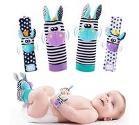 HAGOT Foot Finders & Wrist Rattles, Baby Rattle Toy Animal Wrist Rattle Soft Bell Strap Development Toy Gift for 0-12 Month Babies Boy Girl
