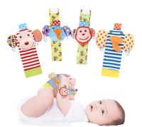 HAGOT Foot Finders & Wrist Rattles, Baby Rattle Toy Animal Wrist Rattle Soft Bell Strap Development Toy Gift for 0-12 Month Babies Boy Girl