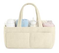 HAGOT Nappy Caddy, Baby Diaper Caddy Organizer, Foldable Bag Organizer with Compartments for Mum to Be (Cream)