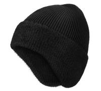 HAGOT Unisex Winter Beanie with Earflaps, Knit Hat with Ear Flaps, Thick Warm Fleece Lined Hats for Outdoor Activity Black