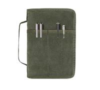Hagsfire Zipper A5 Notebook Journal Planner Sketchbook Cover, Water Resistant Waxed Canvas Pocket Pocket Field Notes Cover for Journal Notebook Password Planner Book with Pen Loop (8.6"x6.9", Olive)