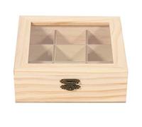 Hagsnec Wooden Tea Bag Jewelry Organizer Chest Storage Box 9 Compartments Tea Box Organizer Wood Sugar Packet Container