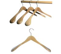 Hagspiel Wooden Clothes Hangers, Shoulder Hangers Made of Beech Wood, Natural Varnish, Quality Clothes Hangers Made in Austria (Pack of 5)