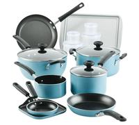 HAGTRB 20 Pc Easy Clean Aluminum Nonstick Cookware Pots and Pans Set, Cookware Sets, Fits All, Blue (Blue Fits All)