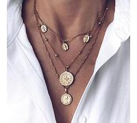 HAGTRB 2021 Bohemian Multi-layer Pendant Necklace for Women Vintage Coco Cross Lotus Virgin Mary Collar Choker Bead Chain Jewelry Gift-IPA0449