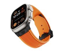 HAGTRB 49mm Silicone Band for Ultra 2 Metal Folding Buckle Men for Iwatch Ultra2 Titanium Color Sport Strap
