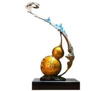 HAGTRB Attract Wealth Statue Ornament Home Full Brass Gourd Ornaments Decorative Crafts Copper Living Room Porch Decoration Handmade Statues Wealth Decor