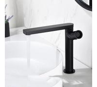 HAGTRB Bathroom Basin Sink Faucet Black Water Single Handle Deck Mounted Tap Hot Cold Water Brass Basin Tap Black Rose Gold A