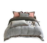 HAGTRB Comforter Set Queen Double-Sided Thickened Bed Sheet Set Flannel Bedding Four-Piece Set Winter Bed Sheet Set Soft Complete Bedding(Green,1.5/1.8m Bed)