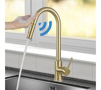 HAGTRB Kitchen Intelligent Digital Led Temperature Display White Hot Cold Water Pull Out Touch Sensor Swing Wash Basin Water Tap