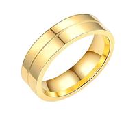 HAGTRB LCHJX Couple Promise Ring, Gold/Silver Polished Simple Cubic Zirconia 6MM Couple Promise Ring Stainless Steel
