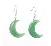 HAGTRB Natural Stone Crescent Moon Necklace Healing Crystal Quartz Reiki Labradorite Earrings Pendant Chain Necklace For Women Girls