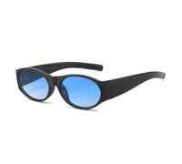 HAGTRB Oval Sunglasses for Women Round Sunglasses Large Frame UV400 B1187, black and blue, One Size