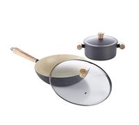 HAGTRB Pot Set Set Wok Soup Pot Iron Non-Stick Frying Pan Soup Pot Two-Piece Set with Cover Kitchen Cooking Pot (D See Description)