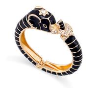 HAHA&TOTO Gold Plated Enamel Elephant Open Cuff Bangle Trendy Gift | Luxury Fashion Animal Colorful Two-tone Statement Chunky Bracelet Stackable Jewelry Costume Accessory for Women Daily Wear