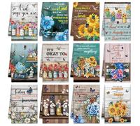 Hahafelt 12 Pcs Christian Kitchen Dish Towels Gifts Bulk Floral Religious Absorbent Inspirational Scripture Hymn Tea Towels for Women Mom Kitchen Housewarming Home Gifts, 14 x 21''(Vintage)