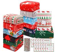 Hahafelt 12 Pcs Christmas Throw Blankets Bulk 50 x 60 Inch 230 GSM Soft Fleece Blanket Tags, Holiday Flannel Blanket for Winter Bedding Couch Office Wedding Gifts Travel