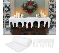 Hahafelt 2 Pcs Christmas Fake Snow Blanket Set Icicle Artificial Snow Blanket Roll Indoor Thickened White Christmas Cover Soft Blankets Decor for Mantle Cover Xmas Party Table Birthday Gift Decoration