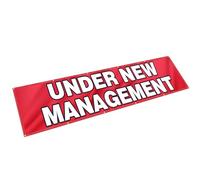 Hahafelt 2x10 Feet Under New Management Banner with Grommets Fabric Large Size Hanging Yard Signs for Business Industrial Store Enterprise Restructuring Innovation (Polyester)