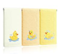 Hahafelt 3 Pack Rubber Ducky Coastal Hand Towels for Bathroom 100% Cotton Embroidered Bathroom Towels 13.78 x 29.53 Inch Beach Hand Towels Soft Absorbent Cotton Towel (Yellow, Duck)