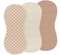 Hahafelt 3 Pcs Changing Pad Liners Fits in Peanut Shape Changing Pad Waterproof Diaper Mats Organic Cotton Peanut Mats are Warm on a Baby's Back, Washable Reusable(Checker Style,Brown)